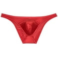 thumbnail image 5 of Botmois 5 PACK Men's Low-rise Triangle Briefs Dropped Pouch Thongs Shiny Mini Bikini Trunks Underwear Ultrathin Tangas Soft Comfortable Underpants 5TA M, 5 of 5