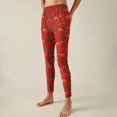 thumbnail image 2 of Women's Christmas Print Stretchy Soft Leggings, Casual Home Sleep Pants, Red, XL, 2 of 4
