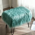 thumbnail image 5 of Home Soft Things Mongolian Faux-Fur Ottoman with Black Metal Legs, Oil Blue - 19" x 13" x 17", 5 of 8
