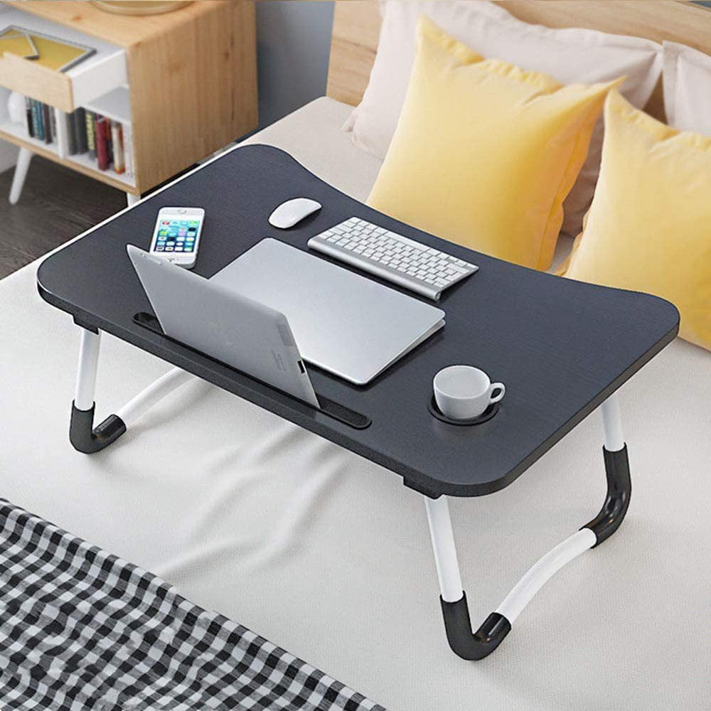 Laptop Bed Tray Table with Handle Astory Portable Laptop Desk Notebook Stand Reading Holder with Foldable Legs & Cup Slot & Tablet Groove for Bed/Sofa/Couch/Floor Black 
