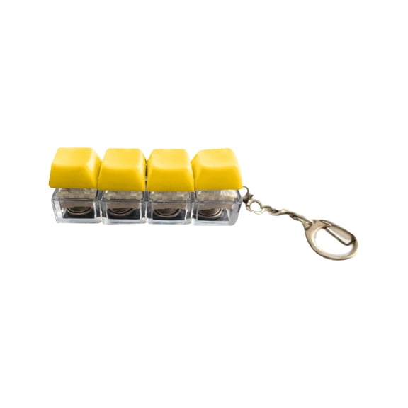 4 - In - 1 Keyboard - Themed Fidget Toy Keychain - Pressable Button Stress Reliever 4 Colors Stress - Reducing Small Gift Yellow