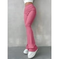 thumbnail image 1 of Women's Sexy Slim Pants Ribbed Solid Color Pants High Waisted Flared Pants Showing Longer Legs All-match Sports Long Pants, 1 of 5