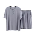 thumbnail image 4 of Bcfgryg Men's Round Neck Short Sleeve Top Shorts Casual Style Homewear Pajama Set Mens Sleep Shorts, 4 of 4