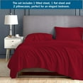 thumbnail image 4 of Pure Egyptian Queen Size Cotton Bed Sheets Set (Queen, 500-TC Sheets), 4-Pieces Egyptian Cotton Sheets Queen Size Bed- Sateen Sheets - (10-12") Deep Pocket Sheets, Deep Crimson Red, 4 of 7