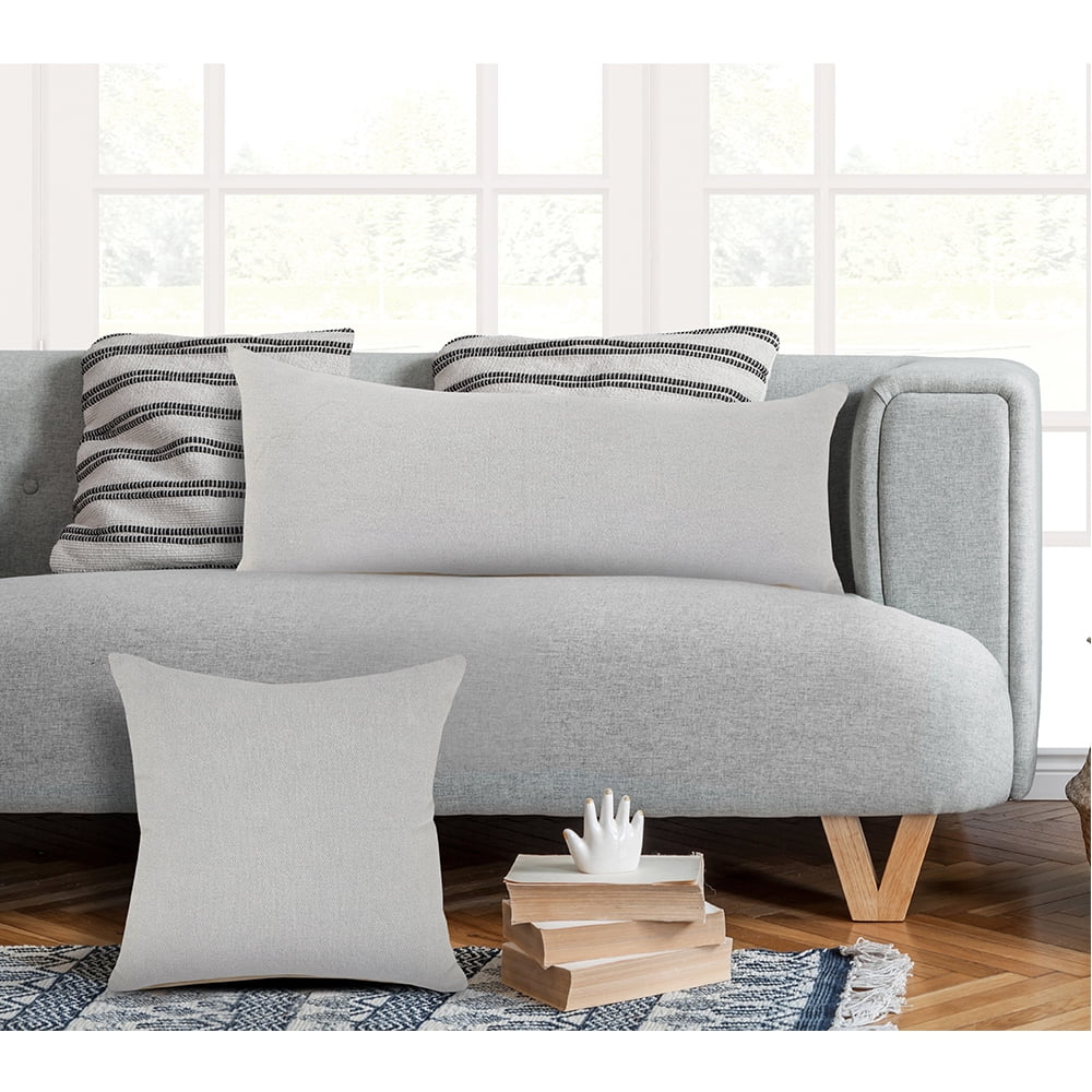 Harlow Hill Solid Loomed Rectangular Cotton Lumbar Pillow Cover - 36" - Gray