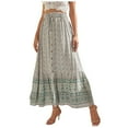 thumbnail image 3 of XINPING Midi Skirts for Women Fashion Hawaiian Comfort Coverage Flowy Elastic Waisted Casual Pleated Skirts with Pockets, 3 of 9