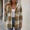 thumbnail image 5 of ZZkhGO Women's Plaid Hooded Button‑Front Cardigan Coat Long Sleeve Oversized Outerwear with Chest Pocket, 5 of 6