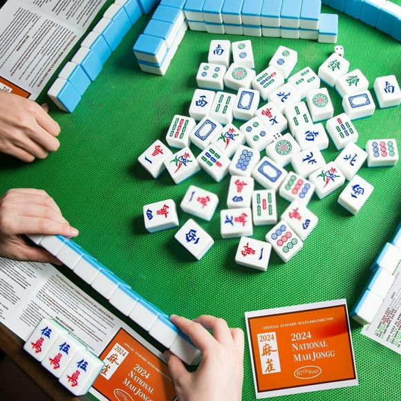 JIASEN Mah Jongg 2024 Large Size Card, Mah Jongg Cards 2024 Large Print, Mahjong Tabletop Game, Nati0na1 Mah Jongg Leagues 2024, Official Standard Hands and Rules (Orange,1 PC)