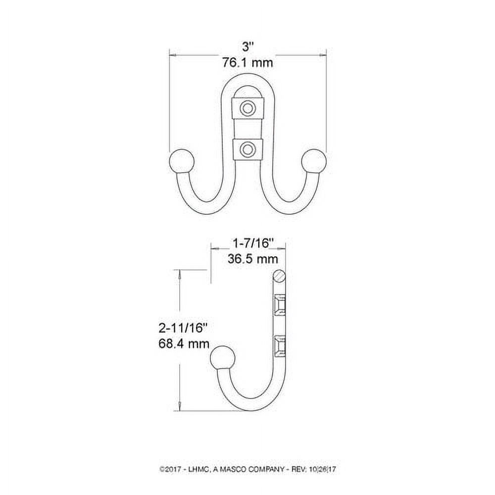 Liberty Hardware B46115j-C Brainerd Double Robe Hook - Nickel - image 4 of 4