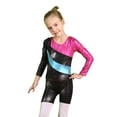 thumbnail image 4 of BAOHULU Girls Gymnastics Leotard Long Sleeve Stripes Black Tank Biketards, 4 of 6
