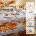 thumbnail image 5 of Fall Tablecloth Rectangle, Thanksgiving Autumn Harvest Pumpkin Buffalo Plaid Table Cloth, Stain Resistant Washable Table Cover for Party/Dining/Holiday- Grey Blue Checkered, 60x 120 Inch, 5 of 6