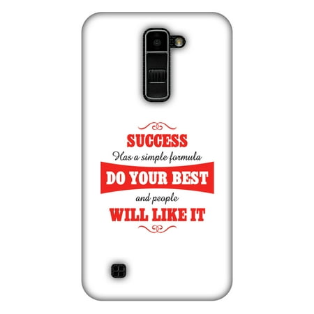 LG K10 K420DS Case, LG K10 Case - Success Do Your Best, Hard Plastic Back Cover. Slim Profile Cute Printed Designer Snap on Case with Screen Cleaning