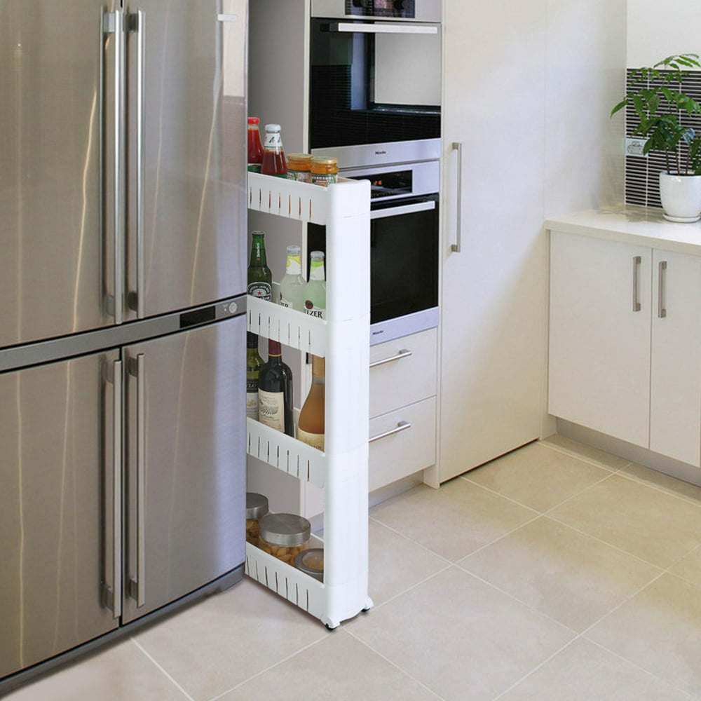 Movable Shelving Unit Slide Out Storage Rack，Pull out Pantry Shelves Cart on Wheels for Kitchen