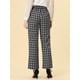 thumbnail image 4 of Pantalones a cuadros casuales Allegra K para mujer bolsillos pierna recta trabajo oficina Blanco negro S, 4 of 5