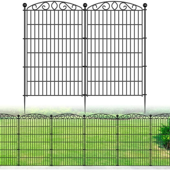 Garden Fence 6 Panel - 42in H x 13.4ft L, No Dig Rustproof Metal Tall Animal Barrier for Dogs Rabbits, Outdoor Border for Yard, Patio, and Flower Beds