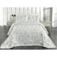 thumbnail image 2 of Ambesonne Rose Pattern Quilted Bedspread Set 3 Pcs, Flowers Boho Leaves, Queen, Blue Grey Champagne, 2 of 4