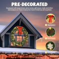 thumbnail image 4 of 60" Pre-Lit Christmas Wreath, Large Decorative Xmas Wreath w/ 600 Branches, Warm White LED Lights, Red Bow, Pinecones, Snowflakes – Perfect for Holiday Gifting, Green, 4 of 8