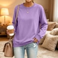 thumbnail image 7 of Women's Crew Neck Sweatshirt Long Sleeve Tops for Women Fall Clothes Outfits 2026 Fashion,Comfy Loose Fit Shirts,Casual Basic Pullover Light Purple 2XL, 7 of 7