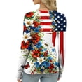 thumbnail image 5 of Women’s Long Sleeve Crewneck Top with Flag and Floral Print Casual Pullover Soft Lightweight Knit Sweater for Daily Wear Blue 2XL, 5 of 5