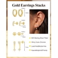 thumbnail image 3 of VEEDOFA 4-Pair Gold Earrings Set for Women, CZ Studs & Huggie Hoops, 14K Gold Plated, 3 of 6