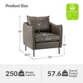 thumbnail image 2 of Vegan Leather Upholstered Accent Chair Lounge Armchair Sofa Moveable Cushion Metal Legs Reception Bedroom Grey, 2 of 11