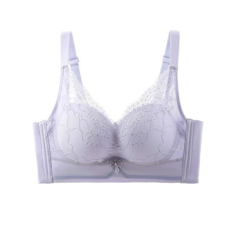 Mrat Tshirt Bra Women Clearance Womens Sports Bras Demi & Balconette Bra Style M-51 Women Size Sports Bra Female V-Neck Hook and Eye Bra Closure Lace Bra Purple S