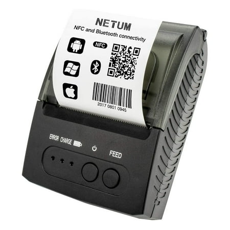 NETUM Bluetooth Receipt Printer, Portable 58mm Mini Thermal Pos Printer, Compatible with Android/Windows - NT-1809