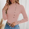 thumbnail image 5 of Women's Mock Turtleneck Sweater Ribbed Knit Long Sleeve, Basic Slim Fit Fall Winter Pullover Pink XL, 5 of 5