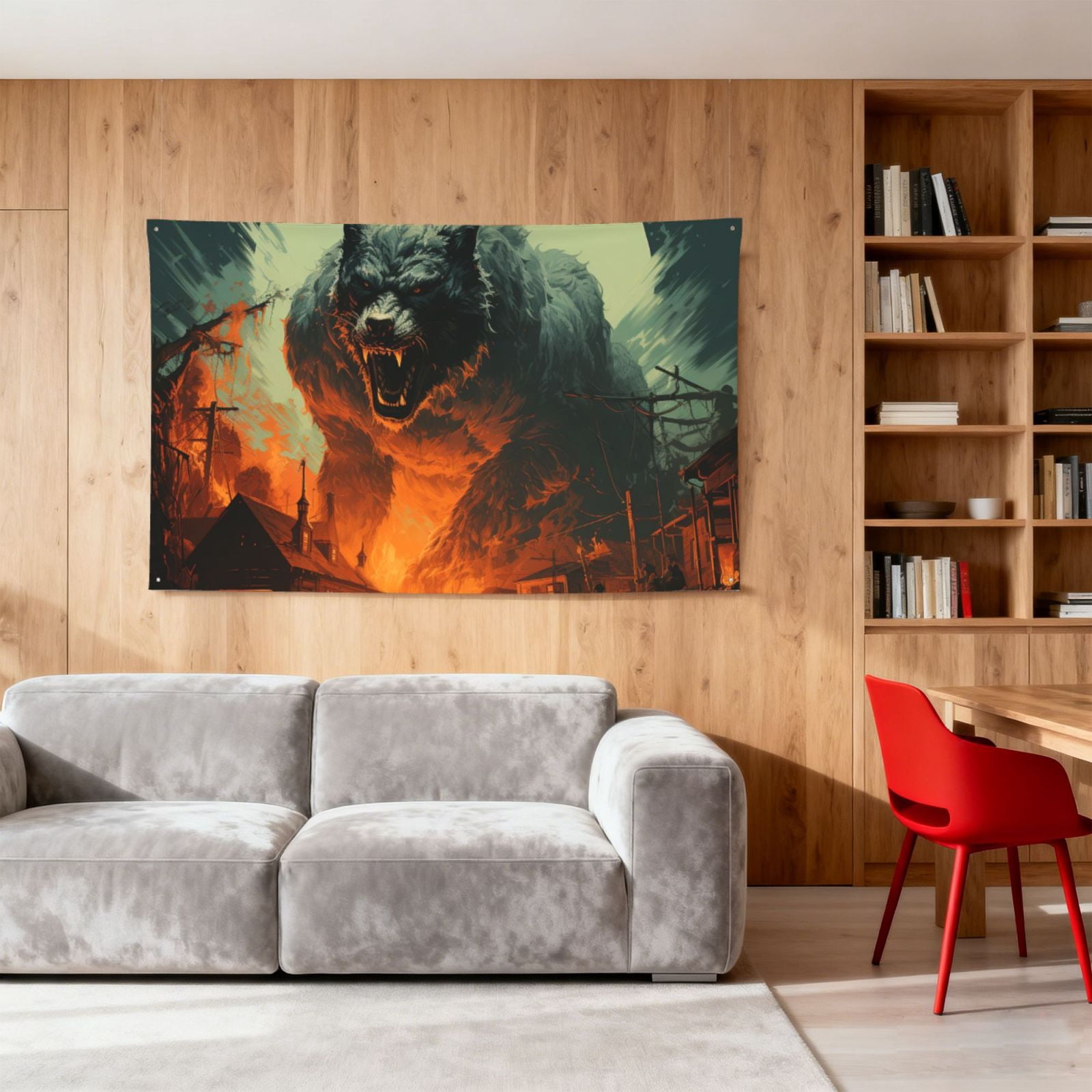 Werewolf Night Cool Art Four Hole Decorated Banner Flag for Garden Yard Home Decoration Indoor Outdoor 4x6 Ft