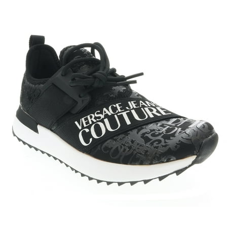 

Versace Jeans Couture Black Signature Heel Court Lace Up Sneakers- 5 for Womens