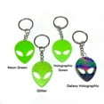 thumbnail image 2 of Glow In The Dark Alien Keychain, Black light Keychain, Key Ring, Car Accessories, Car Decor, Alien Accessories, Alien Head, Stoner, Rave, 2 of 4