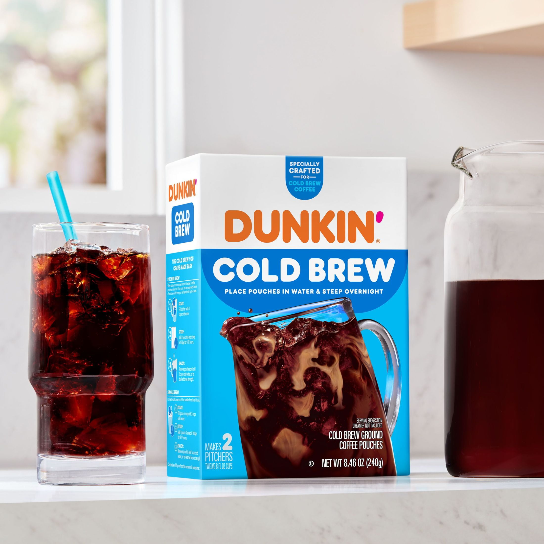 Dunkin’ Cold Brew Ground Coffee Pouches, 8.46 oz Box