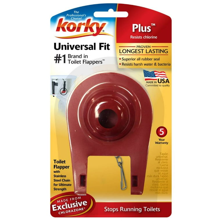 Korky Universal Flapper Premium Universal Fit Red Rubber Seal Toilet Tank Repair 2 Pack