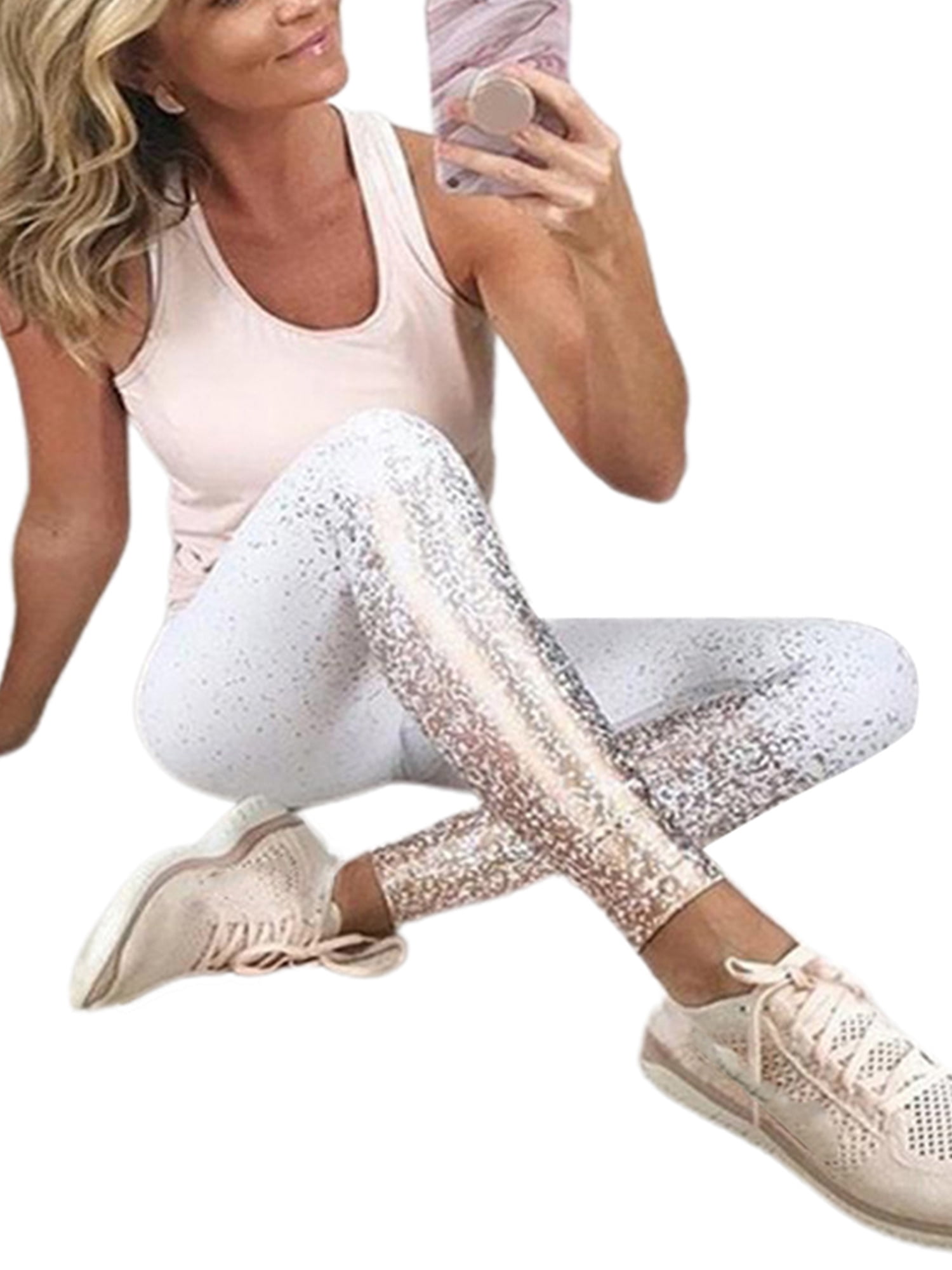 Women Push Up Yoga Pants Compression Gym Leggings Sport Fitness Workout Glitter 