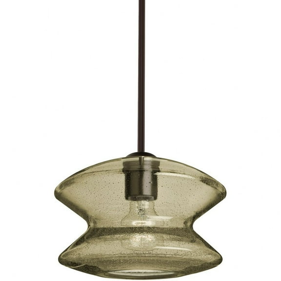Besa Lighting - Zen - 1 Light Stem Pendant-Bronze Finish-Latte Bubble Glass