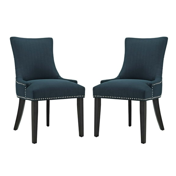 Modern Contemporary Urban Design Kitchen Room Dining Chair ( Set of 2), Navy Blue, Fabric Wood