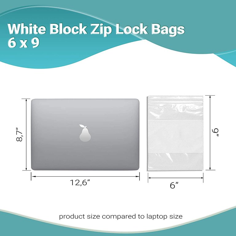 6x9 Plastic Zip Lock Bags White Block (100-Pcs)-A2745