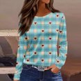 thumbnail image 2 of Valentine Day Shirts for Women Love Heart Print Long Sleeve Casual Blouse Crew Neck Cute Plus Size T Shirts Light Gray 3XL, 2 of 5