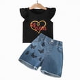 thumbnail image 4 of CAUYDY Toddler Girls Short Sets Outfits Short Sleeve T-Shirt Tops and Elastic Shorts Sets 2Pcs Baby Girl Clothes Set kids For 6 12 18 24 Months 2T 3T 4T 5T (Sizes 2-3 Years,H03-Black), 4 of 9