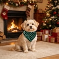 thumbnail image 6 of Christmas Pet Bandana, 23.6in Plaid Snowflake Triangle Scarf for Dogs & Cats, Holiday Party Outfit, Green, 6 of 6