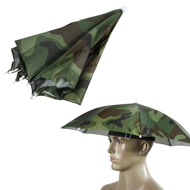 Paraguas plegable de 55 cm, sombrero para pesca y senderismo, gorro para acampar (camuflaje)