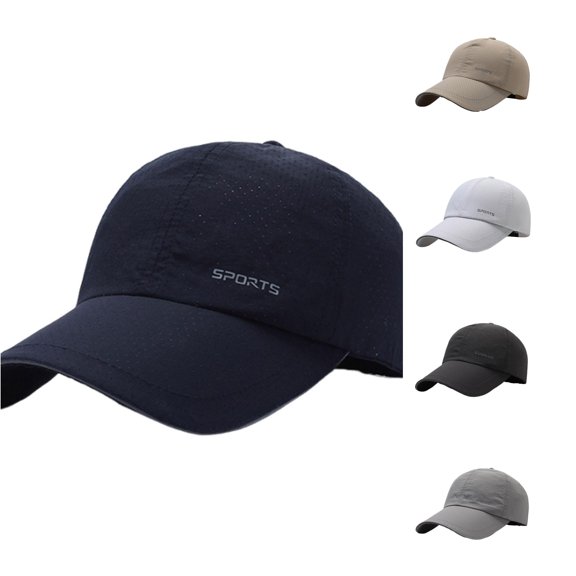LiuXxxx Men's Summer Breathable Perforated Outdoor Sunblock Reflective Strip Quick Drying Visor Baseball Cap Blue