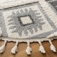 thumbnail image 3 of SAFAVIEH Moroccan Tassel Elsie Abstract Shag Area Rug, Ivory/Grey, 6'7" x 6'7" Round, 3 of 7