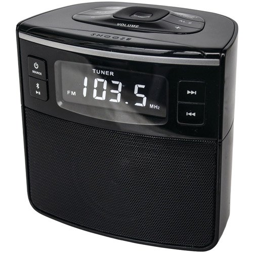 Sylvania SCR1986 AM/FM Clock Radio with Bluetooth and USB Charging
