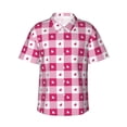 thumbnail image 1 of Balery Plaid Heart Camisas hawaianas de manga corta para hombre, camisas playeras de corte holgado, camisas de vacaciones con botones,Small, 1 of 7