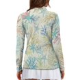 thumbnail image 3 of Jiueut Ladies Shirt Golf Apparel stretchy Loose Fit Zip Up Tee Tops Plus Size Athletic Tops V Neck, Colorful Sea Star Coral, Size X-Large, 3 of 10