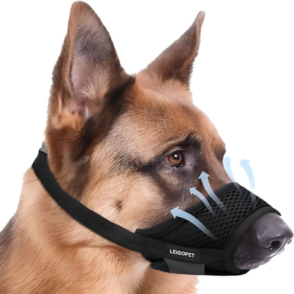 GASTROPOD Dog Muzzle, Soft Muzzle for Small Medium Large Sized Dog to Prevent Biting Barking Chewing, Soft Grooming Muzzle with Adjustable Strap, Allows Panting and Drinking (Black, S)
