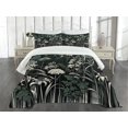 thumbnail image 2 of Ambesonne Dark Green Quilted Bedspread Set 3 Pcs, Vintage Botanical Art, Queen Size, Dark Reseda Green, 2 of 4