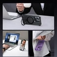 thumbnail image 3 of Magnetic Metal Semi-frame Phone Case With Ring Holder Stand For IPhone 15/15, 3 of 4