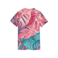 thumbnail image 6 of longantii Boys Short Sleeve Polo Shirt Tropical Leaf Print Casual Golf Shirt Cozy Comfort Collared School Uniform Shirt Hawaiian Style Kids Summer Tops Watermelon Red 13-14 Years, 6 of 6